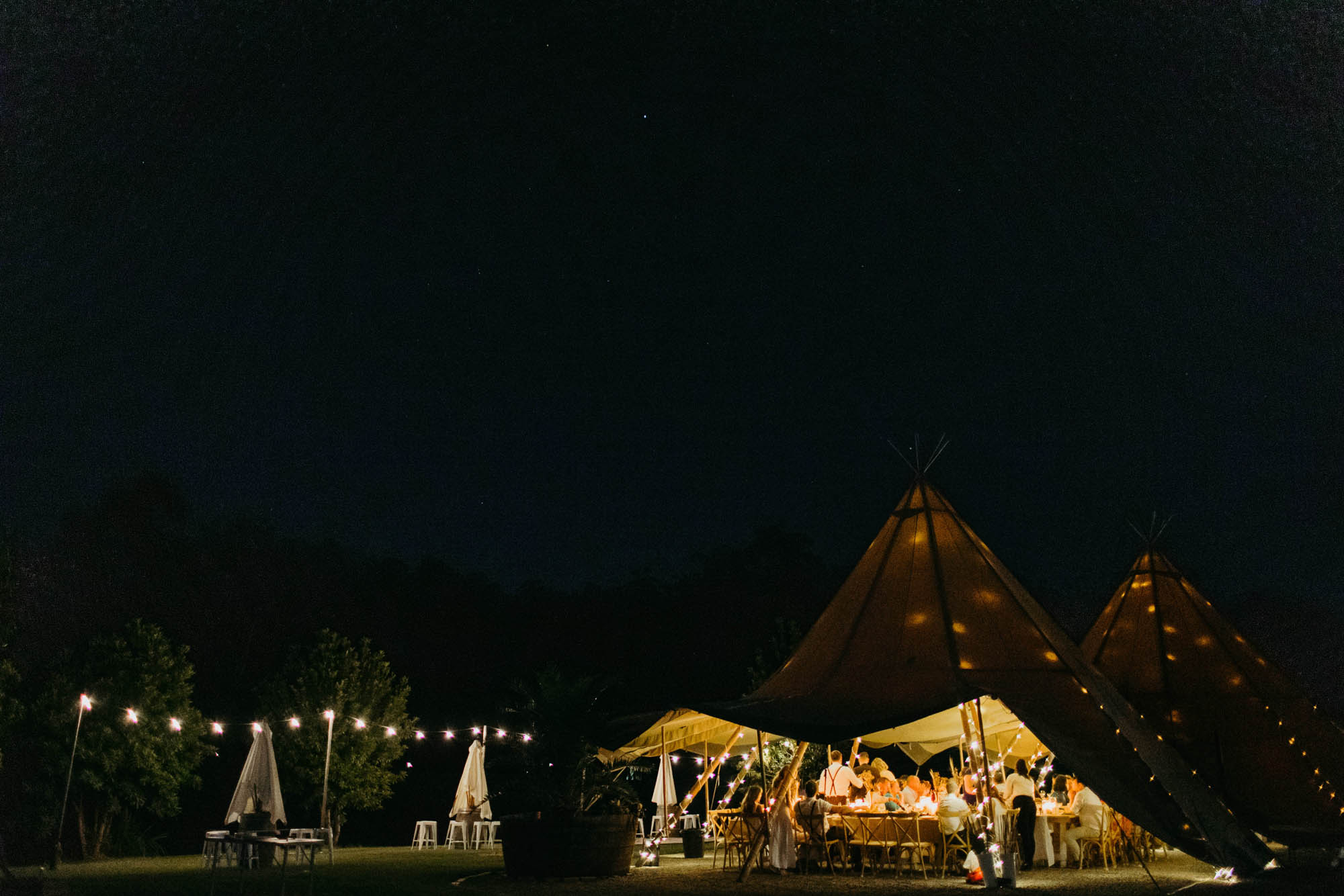 Tipi Wedding Hire Gold Coast night time